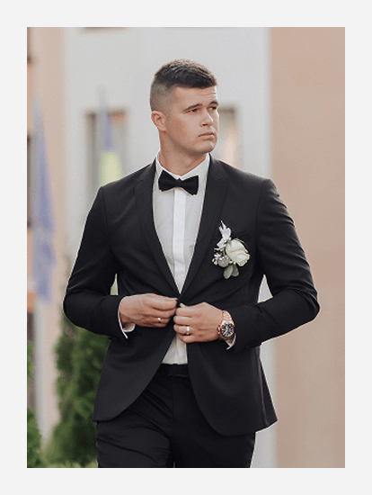 Black Tuxedo with Boutonniere